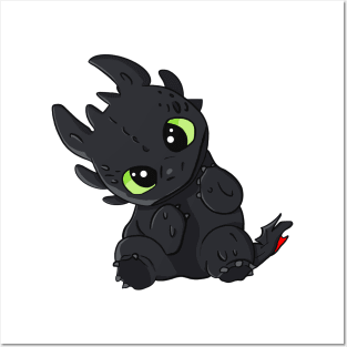 Cute baby dragon Toothless from cartoon How to train your dragon Posters and Art